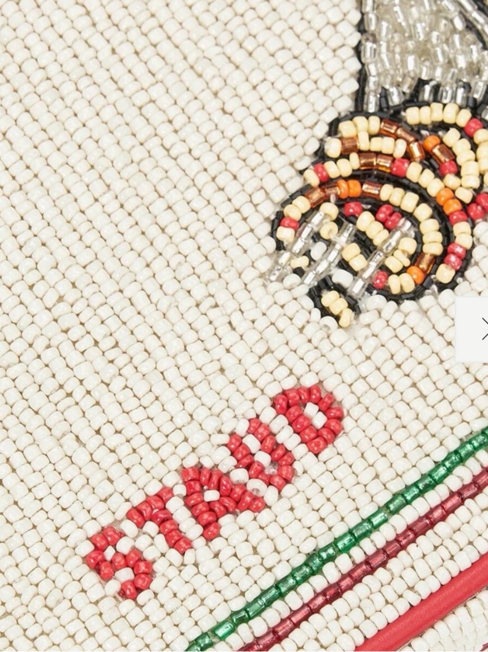 STAUd Tommy Beaded Bag Tomato Print Bag Red White Hand Beaded Designer Purse NWT - Picture 8 of 10